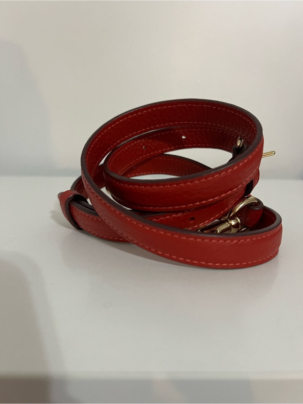 Link New Coach Red Leather Adjustable Strap with Gold-Tone Hardware - Picture 5 of 5